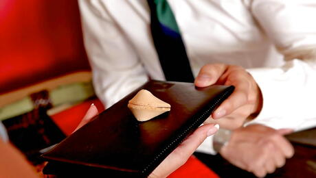 Very attractive oriental Mya Luanna in sexy skirt fucked in the ass after sucking huge dick 