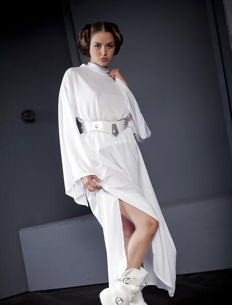 Very attractive american pornstar Allie Haze in cosplay clothing unveiling small tits and masturbating 