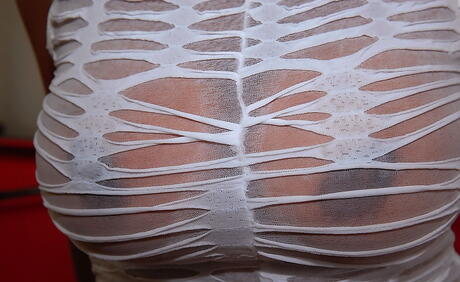 Deluxe latin Layla Terrace in nice skirt exhibits big hooters and jerks off 