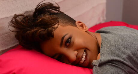 Excellent american cutie Ajaa Xxx exhibiting her ass and spreading her legs 