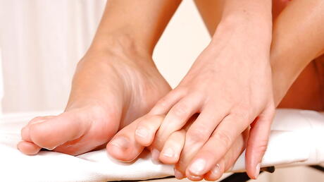 Very attractive redhead milf Veronica Da Souza in uniform in nasty foot fetish action 