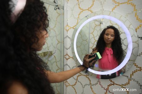 Black maid Romy Indy gets her twat stuffed with a white dick