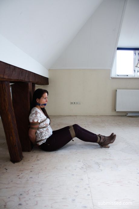 迷人的荷蘭女孩 Lena D 被綁住並堵住嘴，進行熱辣捆綁獨奏