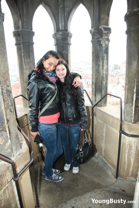 Brunet belarusian teen Naomi G gets her pussy licked outdoors by her lesbian GF