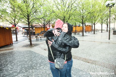 Brunet belarusian teen Naomi G gets her pussy licked outdoors by her lesbian GF