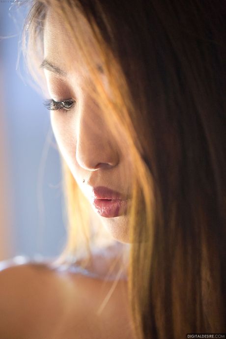 アジア人モデルのシャロン・リーが、彼女の素晴らしい胸を披露し、屋外で裸の姿を披露している