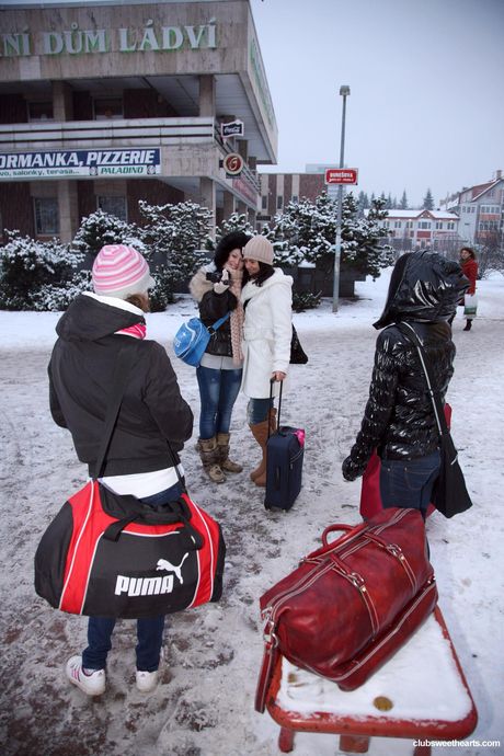 四名性慾旺盛的少女在旅途中在一輛麵包車裡進行女同性戀性行為