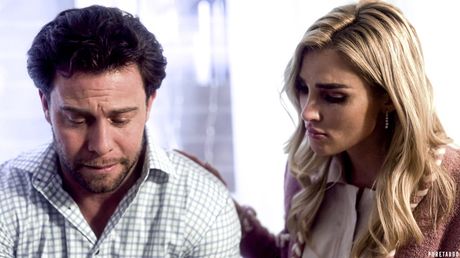 Light-Haired american MILF Kenzie Anne seduces her man friend in a black dress