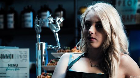 Lean american blond teen Dixie Lynn entices a guy and gets fucked hard