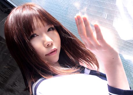 Asian schoolgirl Higurashi Rin displays her nice ass and pussy in stockings