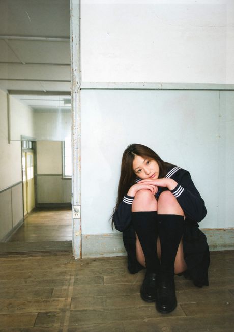 Excellent Asian Ayaka Sayama flaunts her petite tiny tits and her bald pussy in the woods