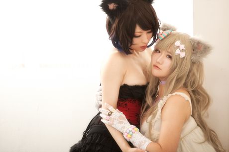 アジアのカバーガール、うさぎちゃんとゆきAちゃんがキツネ耳をつけてレズビアンセックス