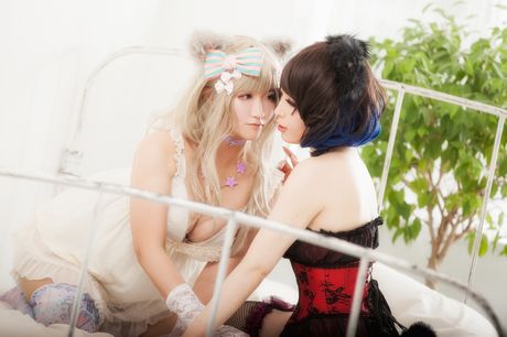 アジアのカバーガール、うさぎちゃんとゆきAちゃんがキツネ耳をつけてレズビアンセックス