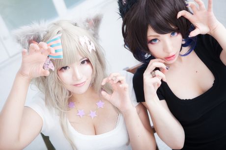 アジアのカバーガール、うさぎちゃんとゆきAちゃんがキツネ耳をつけてレズビアンセックス