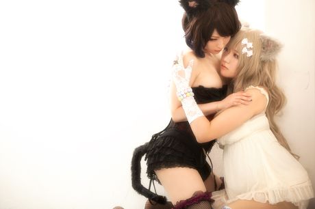 アジアのカバーガール、うさぎちゃんとゆきAちゃんがキツネ耳をつけてレズビアンセックス