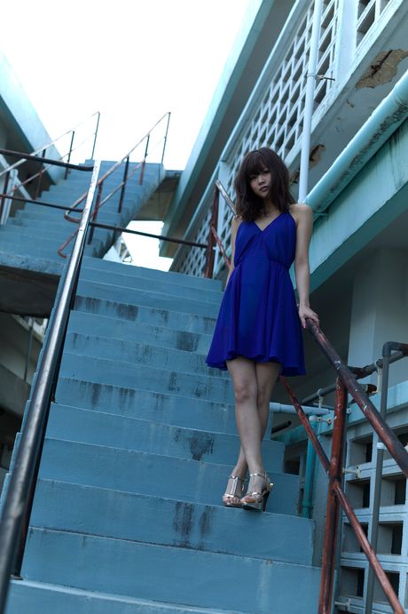 Asian teen Risa Niigaki doffs her dress and exhibits her amazing boobs