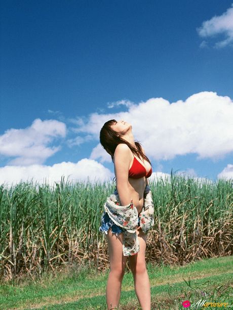 令人陶醉的亞洲寶貝三谷洋子在戶外展示她豐滿的臀部和火熱的陰部