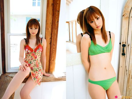 棕色眼睛的日本美女小倉優子身材苗條，甜心十足