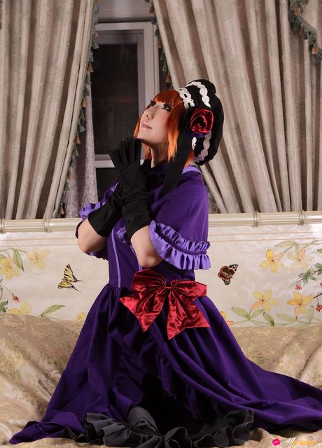 Red-Haired japanese beauty Saku displays her tiny boobs and poses in a solo