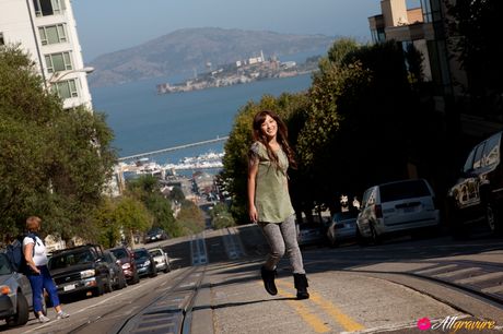 棕毛、長毛、1girl、道路、街道、路邊、城市景觀、戶外