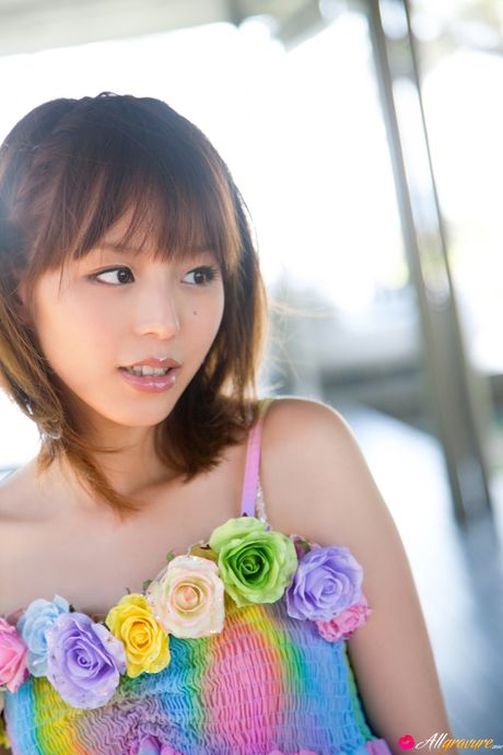 Asian girl Aya Hirano exposes her small tits and exhibits her nudity outdoors