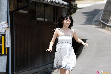 Asian teen Airi Suzuki takes off her dress and reveals her small tits