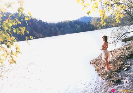 Asian cutie Aya Kiguchi presents her big juggs and poses in a solo