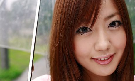 Asian beauty Miyu Hoshino doffs her red lingerie and exhibits her hot butt