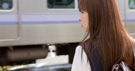 Asian schoolgirl Nagase Maho exhibits her petite small tits and poses in a uniform