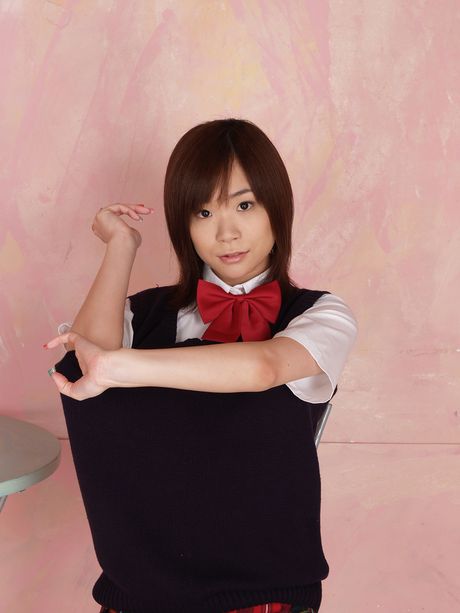 Sweet japanese doll Mayu Yamaguchi strips to her stockings and flaunts her pussy