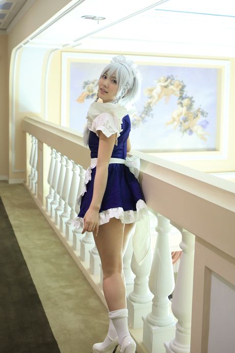 Asian maid Kana Yume shows her perfect booty and fingers herself in the kitchen