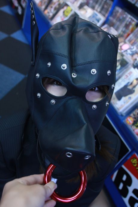 Asian girl Higurashi Rin wears a gag and blindfold while having sex