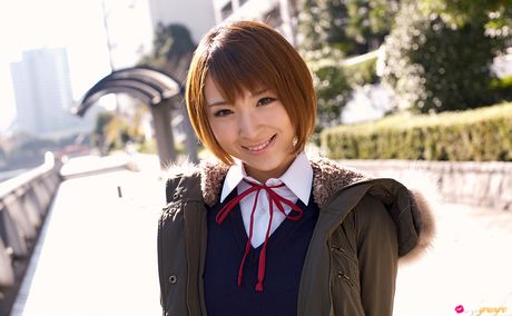 Asian beauty Hikaru Shiina removes her school uniform and unveils herself in the nude