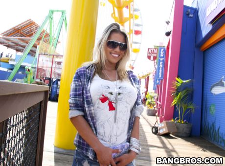 Blond american Cougar Charisma Cappelli gets her amazing boobs and ass fucked in a solo