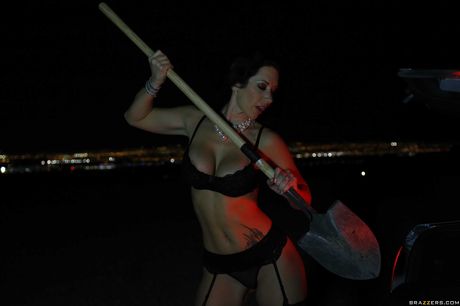 Brunette american wife Jayden Jaymes gets her huge tits covered in cum after a fuck