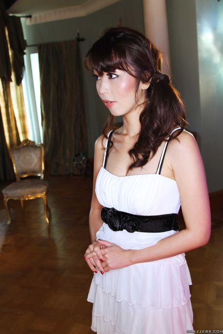 Asian model Marica Hase demonstrates her amazing melons and gets fucked in the kitchen