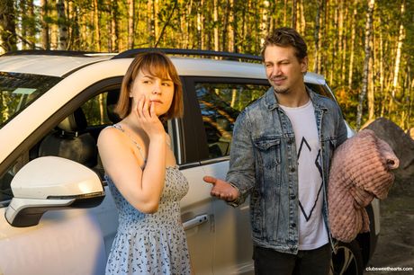 Cute cutie Iris Muray gets stripped and fucked in the backyard