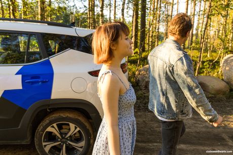 Cute cutie Iris Muray gets stripped and fucked in the backyard