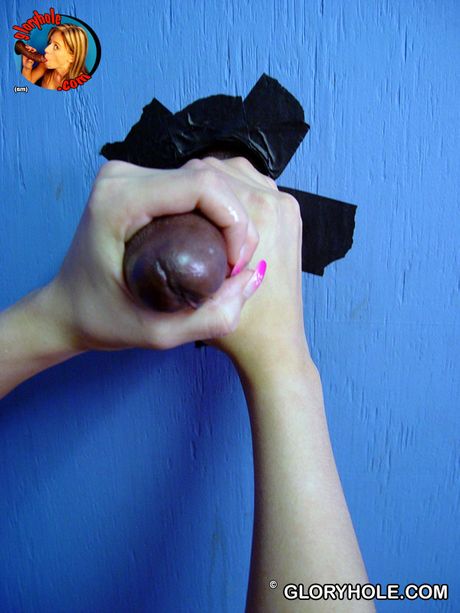 Petite blonde Trinity James sucks and fucks a BBC through a gloryhole