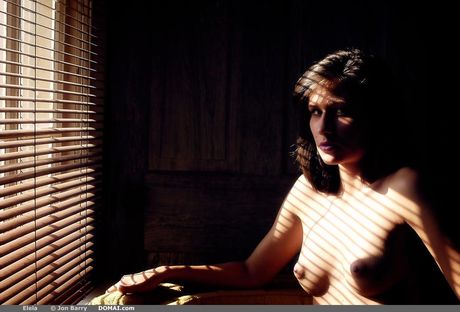 Dejlig covergirl Elela præsenterer sin stramme røv og twat, mens hun er nøgen i en seng