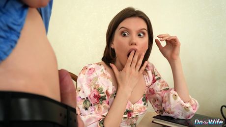 Slender russian teen Milka Way gets a hard dicking in a wild threesome