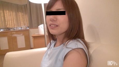 Asian teen Megu highlights her tiny tits and rides a dildo on the sofa