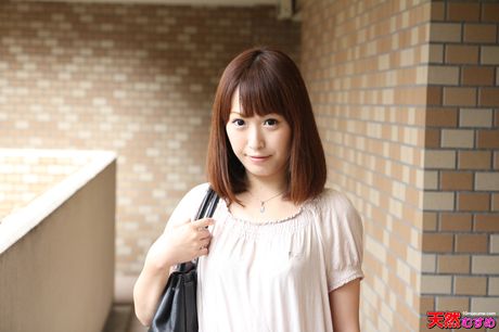 Asian wife Nagisa Shimaoka strips and gets her love hole stuffed