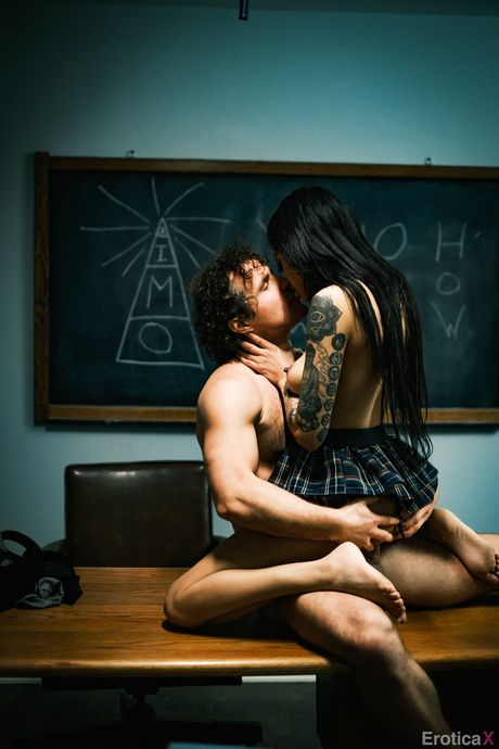 Naughty schoolgirl Nina Pink gets her tight pussy drilled by her teacher