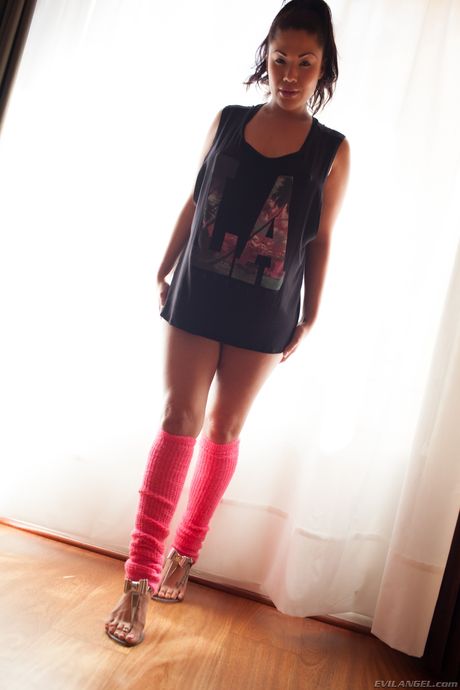 Asian lesbian London Keyes and her foot fetish GF licking pussy and ass