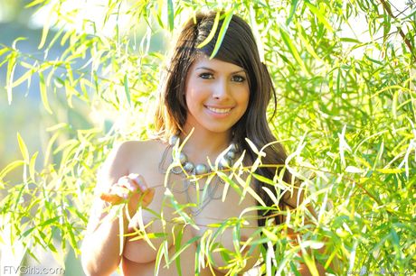 Excellent Latina Layla Rose strips her clothes and flaunts her big boobs outdoors