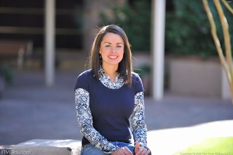 Brunette solo girl Paige strips to her underwear before toying her pussy