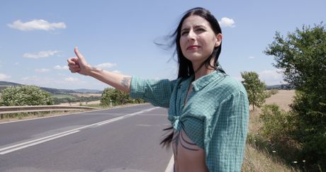 Superb american,greek brunette Kaitlyn Katsaros gets gangbanged in a field