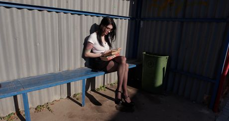 Superb librarian Anna De Ville gets gangbanged in a bus by horny guys