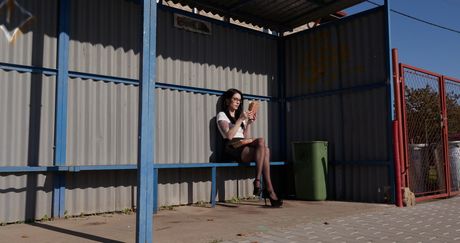 Superb librarian Anna De Ville gets gangbanged in a bus by horny guys